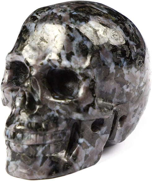 Skullis 2.0" Gabbro Crystal Skull, Hand Carved Gemstone Fine Art Sculpture, Reiki Healing Stone Statue....
