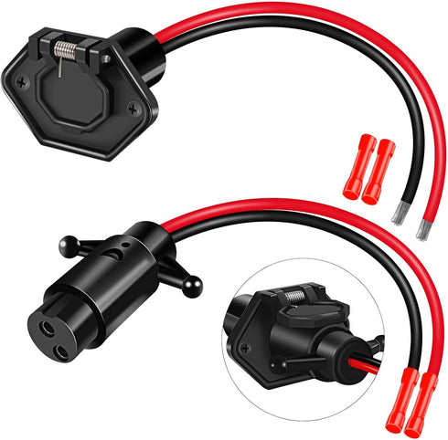 12V 8 Gauge 2 Wires Trolling Motor Plugs and Receptacle Kit Compatible with Minn Kota Marine Boat, Male and Female Trolling Motor Connector Quick ...
