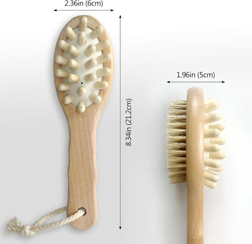 Dry Body Brush for Lymphatic Support + Cellulite Massage - Natural Bristle Skin Exfoliator for Back, Legs, and Feet - Body Scrub for Ingrown Hair ...
