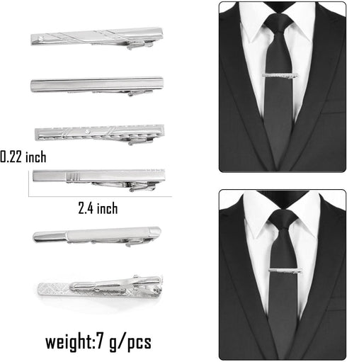 5 Pcs Classic Tie Clips Set Regular Ties Necktie Wedding Business Tie Bar Clips Fashion Jewelry for Men Boy Gold Blue Black Silver...