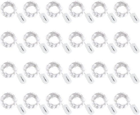 CYLAPEX Pack of 24 Cool White Fairy Lights String Battery Operated Fairy Lights, 3.3ft 20 LEDs Firefly Lights Silver Coated Copper Wire Lights for...
