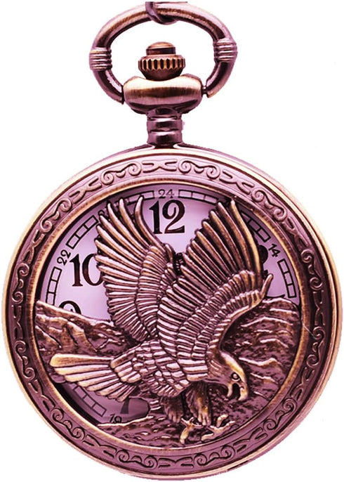 Udaney Eagle Gifts Pocket Watch with Chain Vintage Quartz Half Hunter American 2025 Fashion...