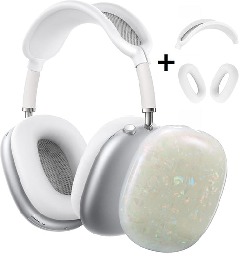 for Cute Glitter Airpods Max Case with Cleaner Kit, Anti-Scratch Shell Pattern Ear Pad Case Cover/Ear Cups Cover/Headband Cover for AirPods Max Co...