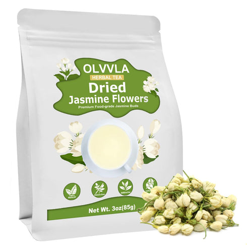 Olvvla - Dried Jasmine Flowers - 3oz/85g - 100% Natural Jasmine Tea Edible Flowers - Pure Jasmine Buds Loose Leaf Herbs - Non-GMO - Natural Fragra...