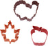 R&M Harvest Thanksgiving Cookie Cutter 3 Piece Gift Set. Includes Fall Leaf, Thanksgiving Turkey, Apple. Orange, Brown Red Polyresin Coated...