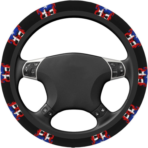 Puerto Rico Flag Steering Wheel Cover - Universal Elastic Stretch Steering Wheel Covers Fits Most Vehicles...