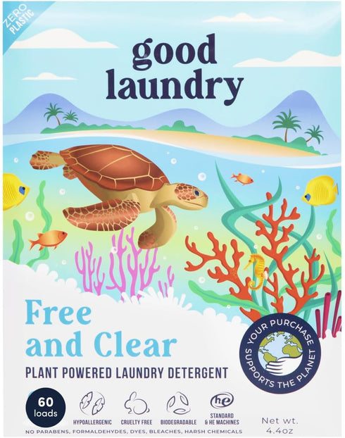 Detergent Sheets - Unscented (60 Loads) - Eco-Friendly Laundry Detergent Sheets, Hypoallergenic, No Plastic Jugs or Waste - Based in the USA...