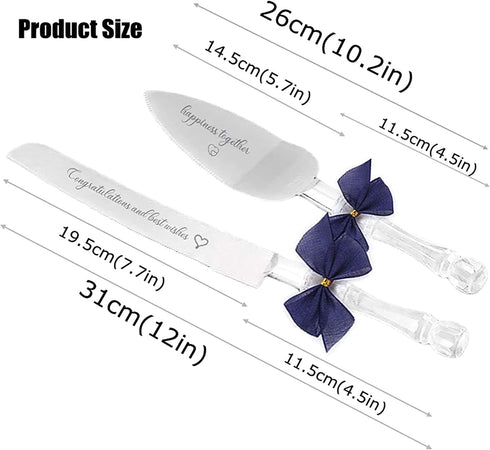 Wedding Cake Knife and Server Set with Blessings, Cake Knife Cutter Set for Wedding Holidays Birthdays Anniversary Receptions,Stainless Steel Blad...