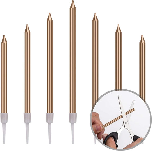 Luter 48Pcs Metallic Birthday Candles in Holders Tall Birthday Cake Candles Long Thin Cupcake Candles for Birthday Wedding Party Decoration...