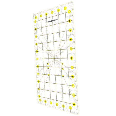 AUTOTOOLHOME Quilting Ruler Acrylic Quilters' Ruler for Easy Precision Cutting Fabric Paper, 6.5" x 12" for Quilting, Sewing & Crafts Template...