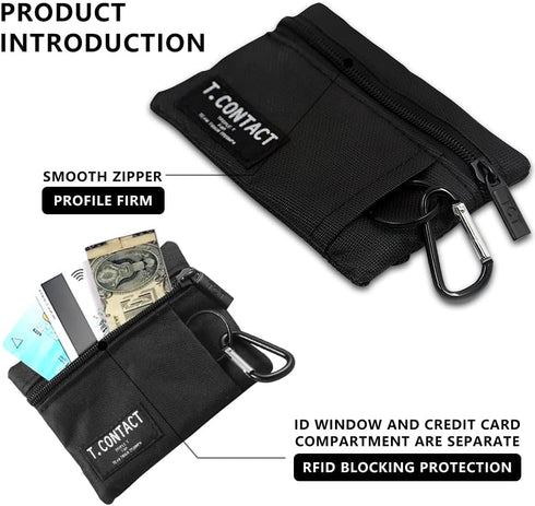 Lanyard Pouch Coin Purse Wallets Hoodswop Id Holder Keychain Zip Id Case Card Holder Wallet for Men Women Small Zippered Coin Pouch For Boys(black...