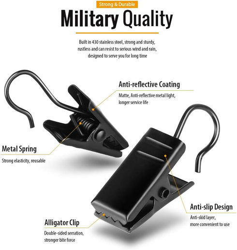 Teenitor 100 Pack Small Curtain Clips Curtain Hooks for Outdoor String Lights, Stainless Steel Clips for Hanging Curtain Hooks for Drapes, Black...