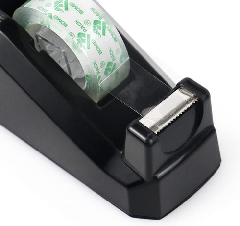 BOMEI PACK Tape Dispensers Desk, 1 Pack Black with 12Rolls Transparent Tape, 1 Inch Core, for Gift Wrapping, School, Office and Home...