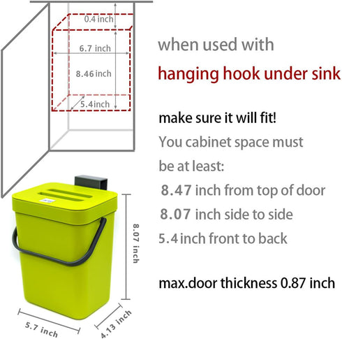 Food Waste Basket Bin for Kitchen, Odor-Free Food Scrap Container,Small Countertop Compost Bin with Lid, Mini Garbage Can Wall Mounted Trash Can, ...