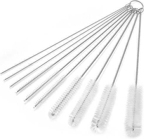 Long Straw Cleaner Brush Set,10 Pcs 8.2 Inch Botthle Cleaning Brush and Nylon Tube Brush Brush Kit for Sippy Cup Narrow Neck Tubes, Water Bottles,...