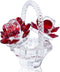 H&D HYALINE & DORA Crystal Red Rose Flower Basket Crystal Collectible Figurines Ornaments for Home Decor Table Centerpiece...