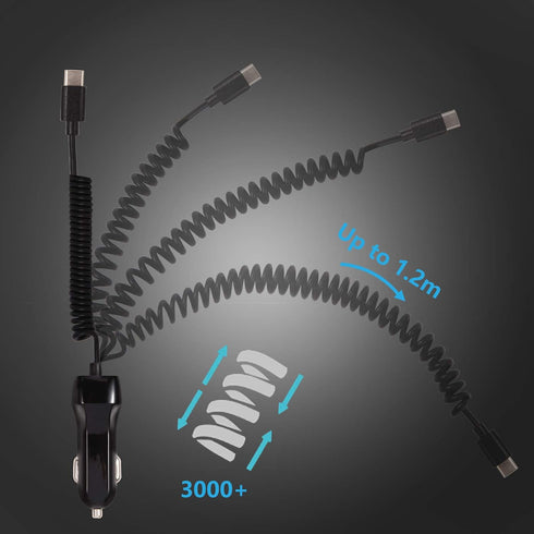 2Pack 2.4A Fast Charging USB C Car Charger Adapter with 3ft Type C Coiled Cable for Samsung Galaxy S22 S21 S20 FE S20 Plus Ultra S10 S10e S9 S8+ A...