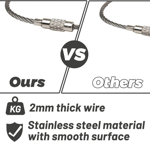 100 Pieces 6 Inch Wire Keychain Cable 2mm Twist Barrel Stainless Steel Key Rings Loop Wire Cable Braided Steel Key Chain Heavy Duty Luggage Tags L...