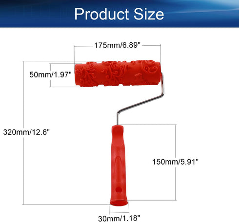 Auniwaig Embossing Rubber Paint Roller Brush Red 12.59 inch for Household Wall Painting Roller EG171T Painting Roller Brick Pattern Roller DIY Wal...