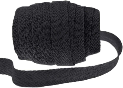 Abbaoww 55 Yards Twill Tape Ribbon 1 Inch 100% Cotton Herringbone Webbing Tape Sewing Twill Ribbon for DIY Crafts Sewing, Black...