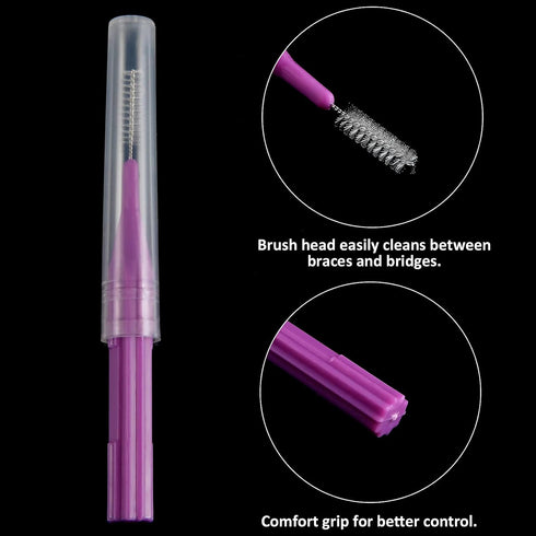 50 Pieces Braces Brush for Cleaner Interdental Brush Toothpick Dental Flossing Head Oral Hygiene Flosser Tooth Cleaning Tool (Light Blue, Purple, ...