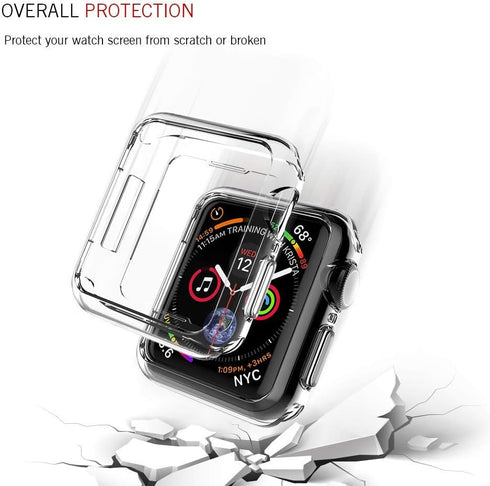 HANKN 2 Pack Clear Case for Apple Watch Series 9 8 7 45mm / Series 6 5 4 Se 44mm Case, Soft TPU Cover Shell Shockproof Iwatch Bumper [No Front Scr...