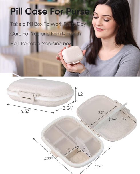 Holii Travel Pill Organizer, 8 Compartments Portable Pill Case, Daily Pill Box to Hold Vitamins, Small Pill Container for Pocket Purse Medicine Or...