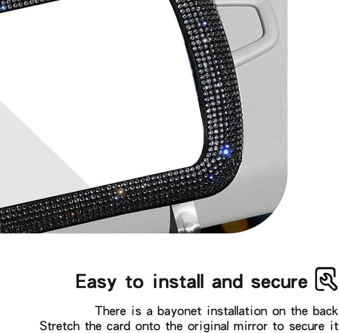 Car Sun Visor Mirror, Bling Reinestone Crystal Visor Makeup Vanity Cosmetic Mirror Clip for Women Girls, Automotive Mirror Light Sun Shading Unive...
