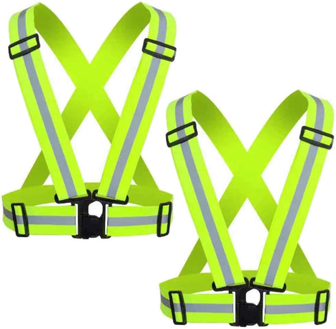 Reflective Safety Vest 2pcs - High Visibility Vest Adjustable Straps for Outdoor Jogging, Cycling, Walking and Riding...
