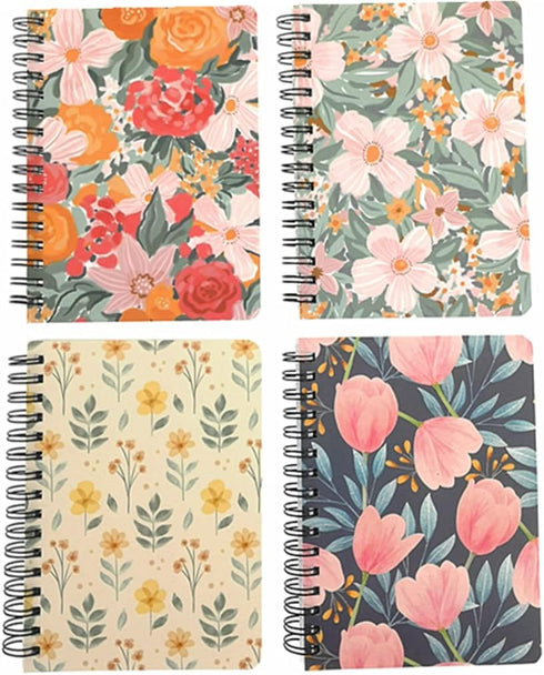 ALIMITOPIA 4 Pack A6 Spiral Notebook Journal,Wirebound Ruled Sketch Book NotePad Diary Memo Planner,A6 Size(5.7X4.1) & 80 sheets (Floral-D)...