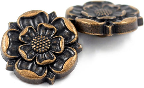 Bezelry 10 Pieces Tudor Rose Metal Shank Buttons. 25mm(1 inch) (Antique Copper)...