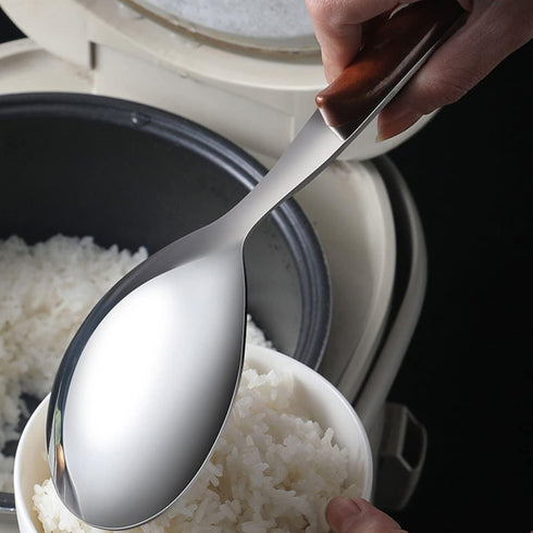 2pcs Stainless Steel Rice Spoon Rice Cooker Dishes Condiment Spoon Soup Rice Ladle Spoon Rice Serving Spoon Rice Scooper Asian Spoons Kitchen Scoo...
