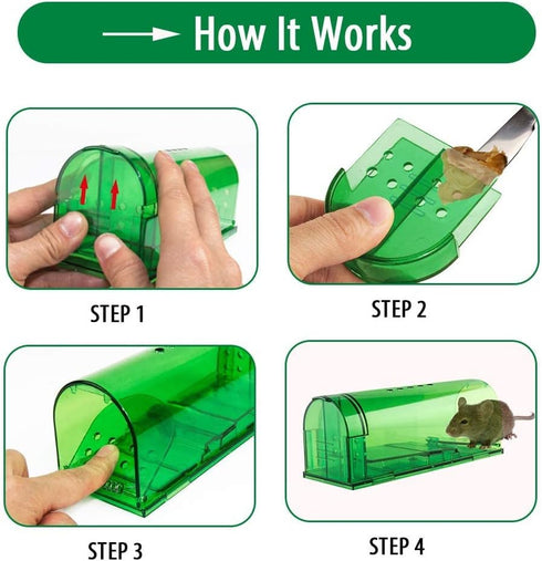 Humane Mouse Trap - Mouse Traps That Work – Best Mouse, Mice and Rat Trap Plastic Traps Live Catch and Release Rodents, Safe Around Children and P...