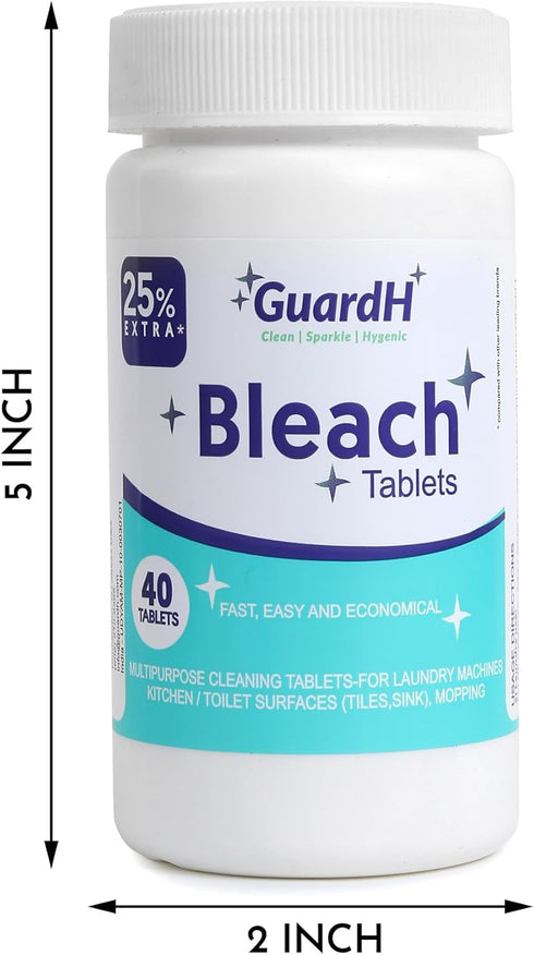 Bleach Tablets, 40 Count - Multipurpose Cleaning for Laundry, Kitchen Surfaces, Bathroom Tiles, and Toilet Bowls - Liquid Bleach Alternative...
