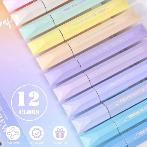 12 Colors Bible Highlighters with Shinny Dry Fast No Bleed Bible Highlighter Pastelfor Notes School and Office Supplies (Shinny pack of 12)...
