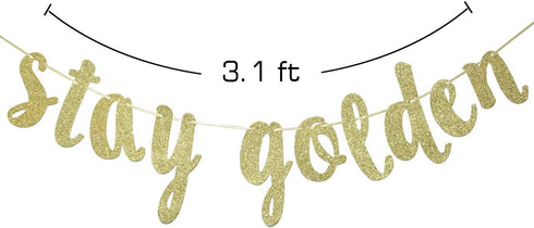 Stay Golden Glitter Gold Banner, Golden Birthday Banner, Golden Girls Party Decorations(Gold)...