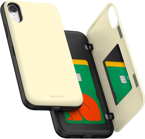 GOOSPERY iPhone XR Wallet Case with Card Holder, Protective Dual Layer Bumper Phone Case - White...