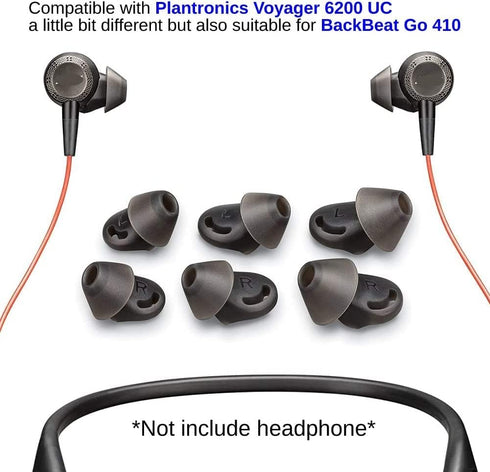 Voyager 6200 UC Eartips Replacement,in-Ear Gels Kit for Plantronics 6200 UC/Backbeat Go 410 Headphone-3 Pair Small...