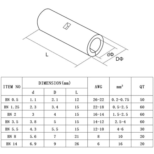 300PCS Non Insulated Butt Connectors Kit,26 to 10 gauge Tinned Copper Butt Splice Terminals,Uninsulated AWG6 8 Crimp Wire Connector...