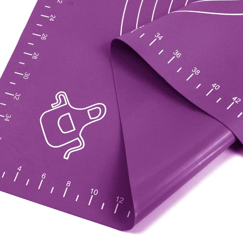 Silicone Baking Mat for Rolling Pastry Dough with Measurements, 19.7" x 15.7" BPA Free Non stick and Non Slip Purple Table Sheet Baking Supplies f...