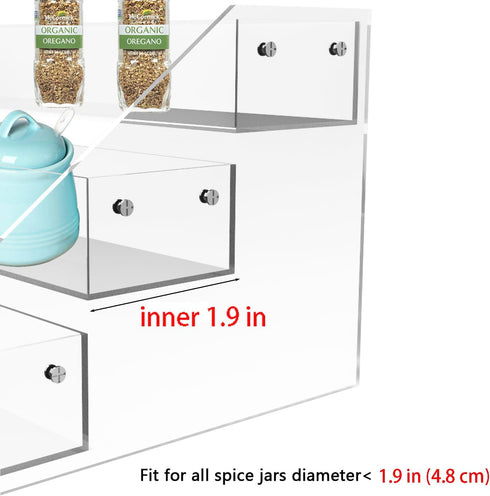 WUIVIUT Spice Rack Organizer For Cabinet, 2 in/Tier Acrylic Tiered Spice Shelf Can Storage Organizer for Kitchen Pantry Countertop...