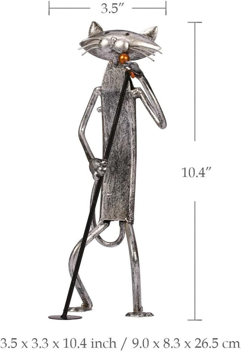Tooarts Music Cat Metal Sculpture Iron Statue Handwork Handicrafts, 3 Funny Design...