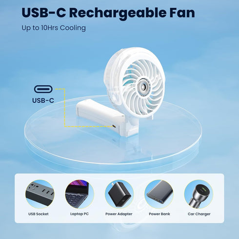 HandFan Upgraded Portable Misting Fan, Handheld Spray Water Mister Fan, USB Rechargeable Personal Mist Fans, Mini Cooling Hand Fans for Summer Bea...