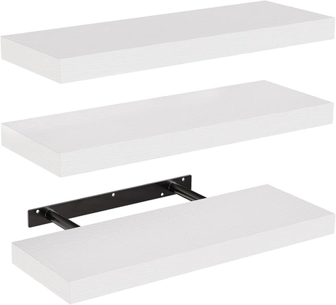 AMADA HOMEFURNISHING Floating Shelves, Wall Shelves for Bathroom/Living Room/Bedroom/Kitchen Decor, White Shelves with Invisible Brackets Set of 3...