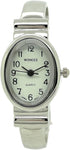 Ladies Small Oval Case Metal Bangle Cuff Fashion Analog Quartz Watch White Dial with Easy to Read Black Numbers...
