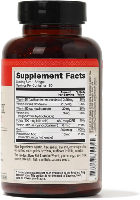 NatureWise Vitamin B Complex for Women and Men - with Folic Acid Biotin B1 B2 B3 B6 B12 - Support Cellular Energy & Mental Clarity - Gluten Free, ...