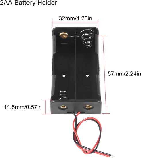 5pcs 18650 Battery Clip 2 Slots 7.4V Plastic 18650 Battery Storage Box Case with Black and Red Wire Leads for 18650 Battery with Connect Lead...