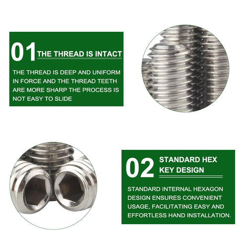 Grub Screws Set, Flat Head Socket Hex Grub Screw Set M2/M3/M4/M5/M6/M8 Metric Stainless Cup Grub Screws Assortment Kit for Door Handles, Home Repa...