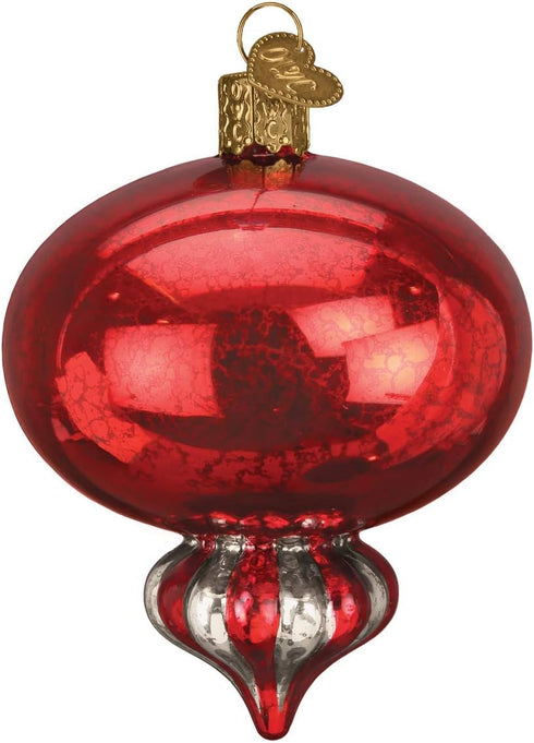 Old World Christmas Red Peppermint Reflection Glass Blown Ornaments for Christmas Tree...