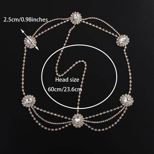 Missgrace Women Dainty Bohemian Rhinestones Head Chain Hair Accessories for Bridal...
